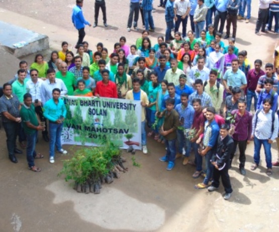 Manav Bharti University-students planting trees
